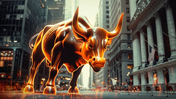 Bitcoin bull on Wall Street AI art
