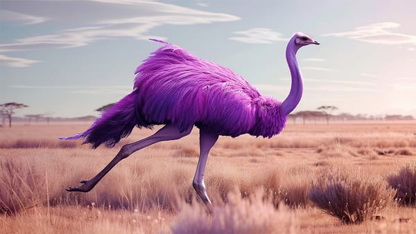 Purple Nostr ostrich